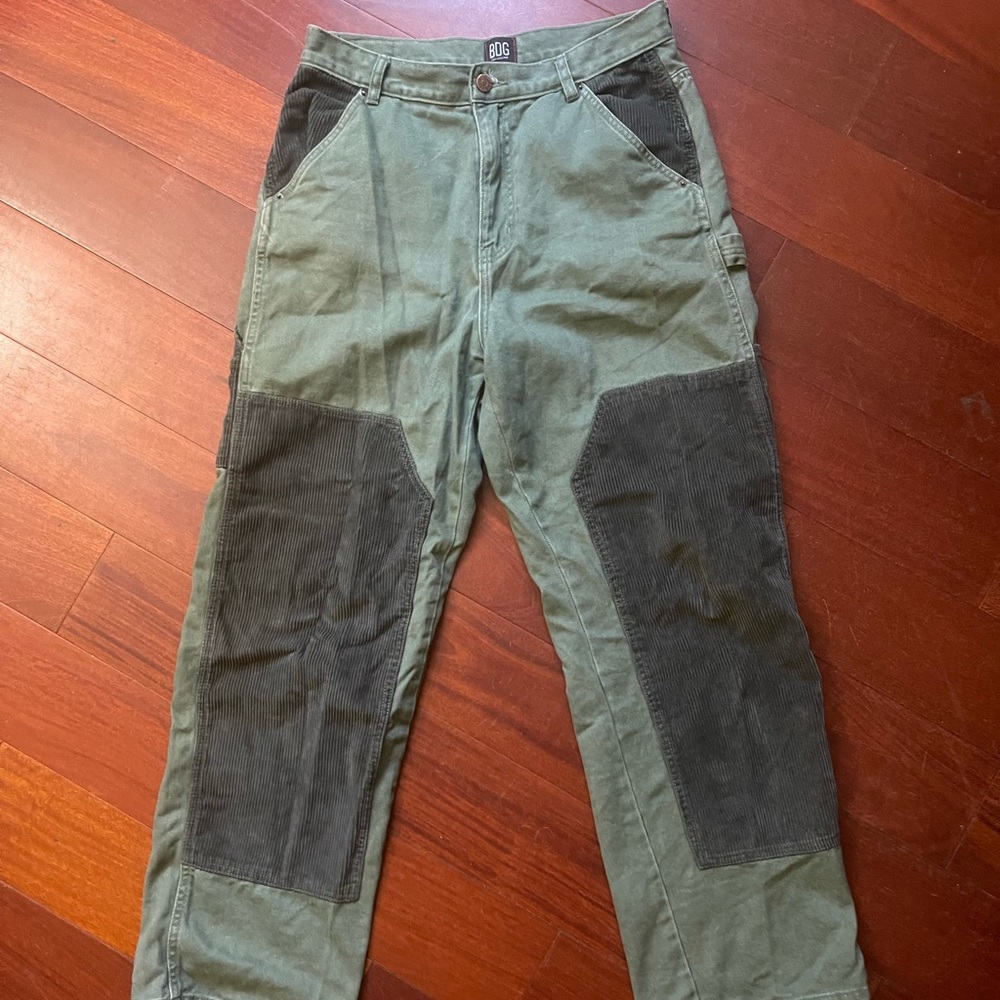 Urban outfitters BDG cargo carpenter pants. Army green with corduroy pockets.